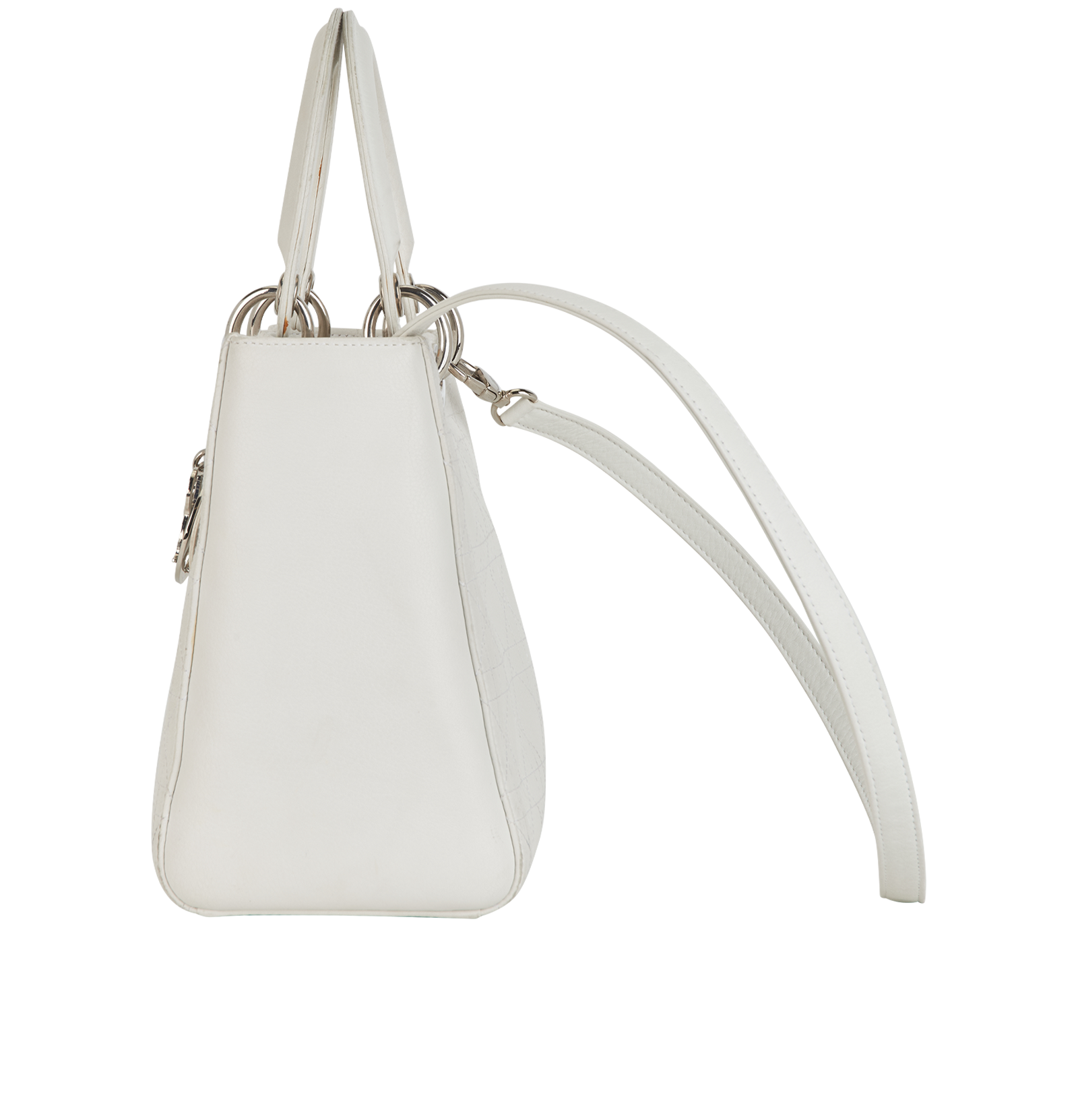 Medium Lady Dior Bag, &pound;1,400, Handbags, White, Leather, Bottom view